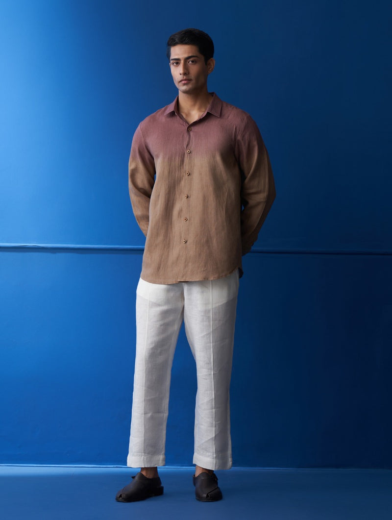 Nori Linen Tie-Dye Shirt - Plum