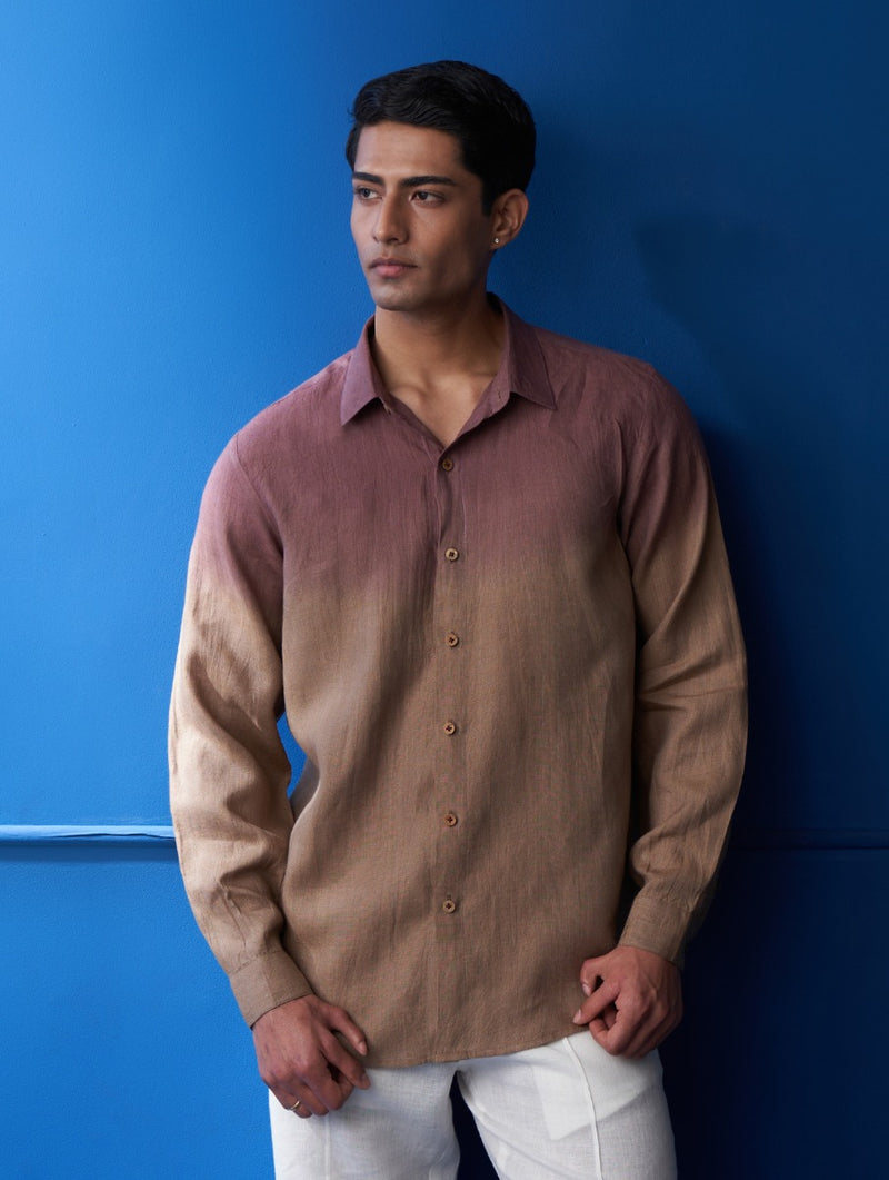 Nori Linen Tie-Dye Shirt - Plum
