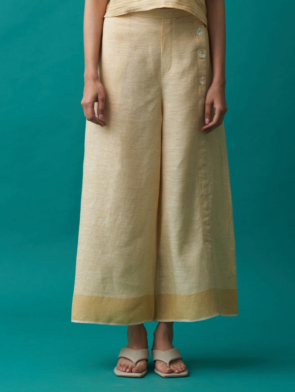 Sayuri Border Linen Pants - Amber
