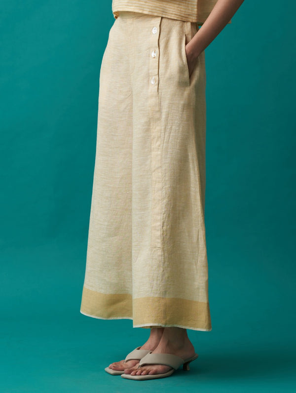 Sayuri Border Linen Pants - Amber