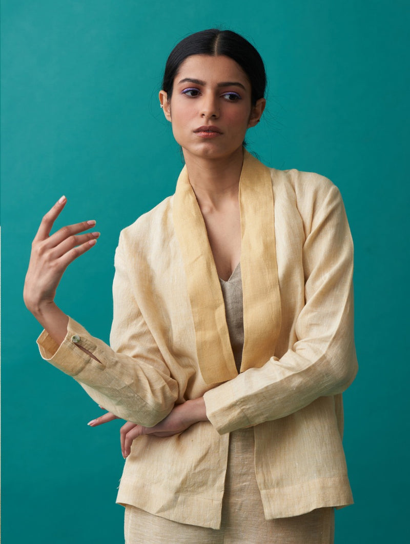 Ana Linen Summer Co-ord Set with Jacket - Amber