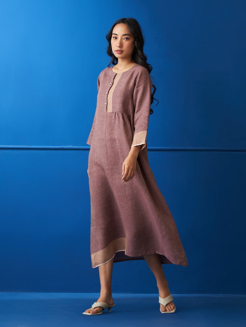 Fayola Linen Dress - Plum