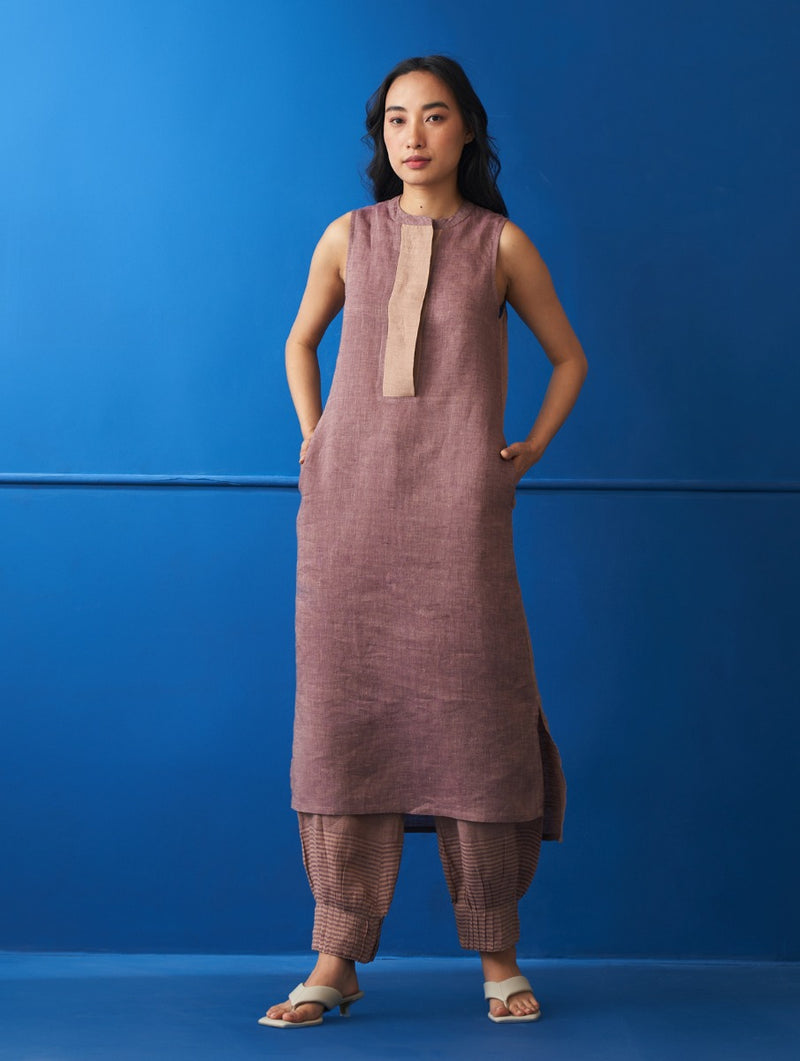 Camila Sleeveless Linen Co-ord Set - Plum