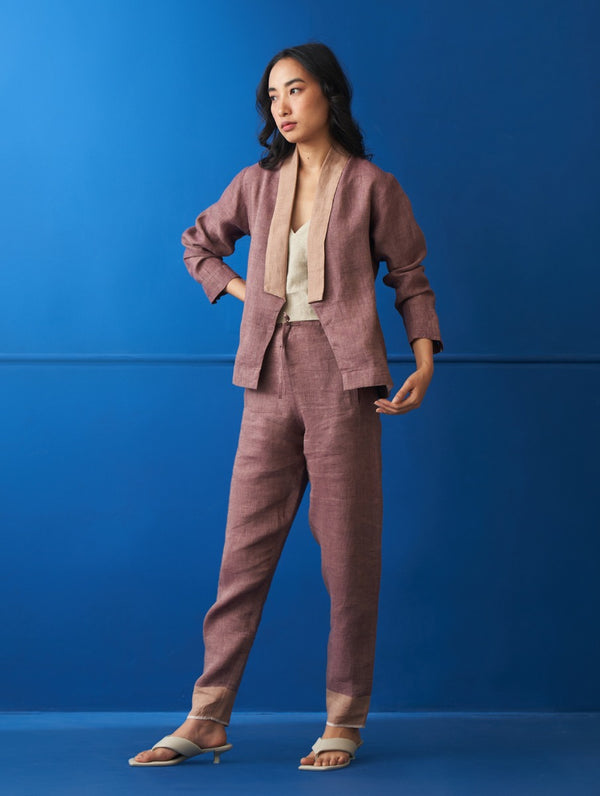 Ana Linen Summer Jacket - Plum