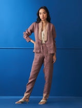 Ana Linen Summer Jacket - Plum