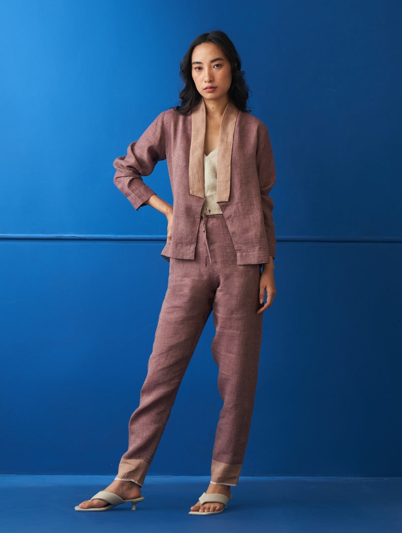 Ana Linen Summer Jacket - Plum