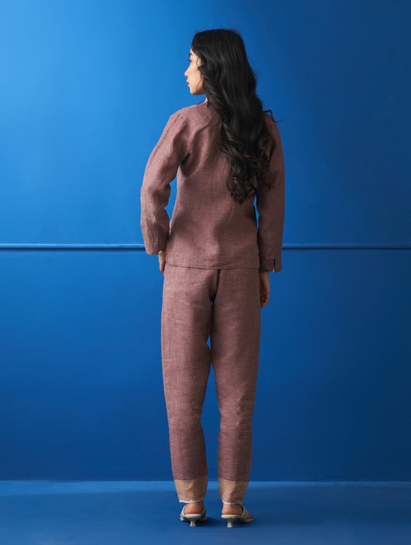 Ana Linen Summer Jacket - Plum