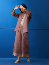 Sayuri Border Linen Pants - Plum