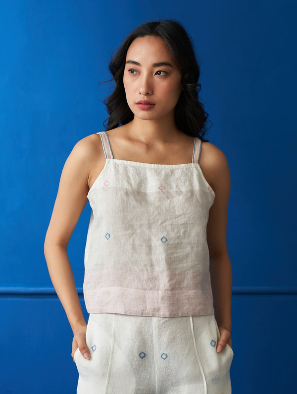 Rava Jamdani Linen Top