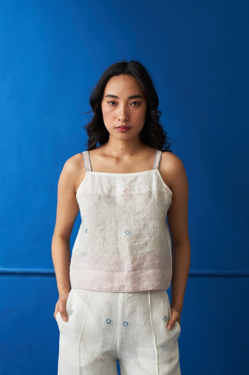 Rava Jamdani Linen Top