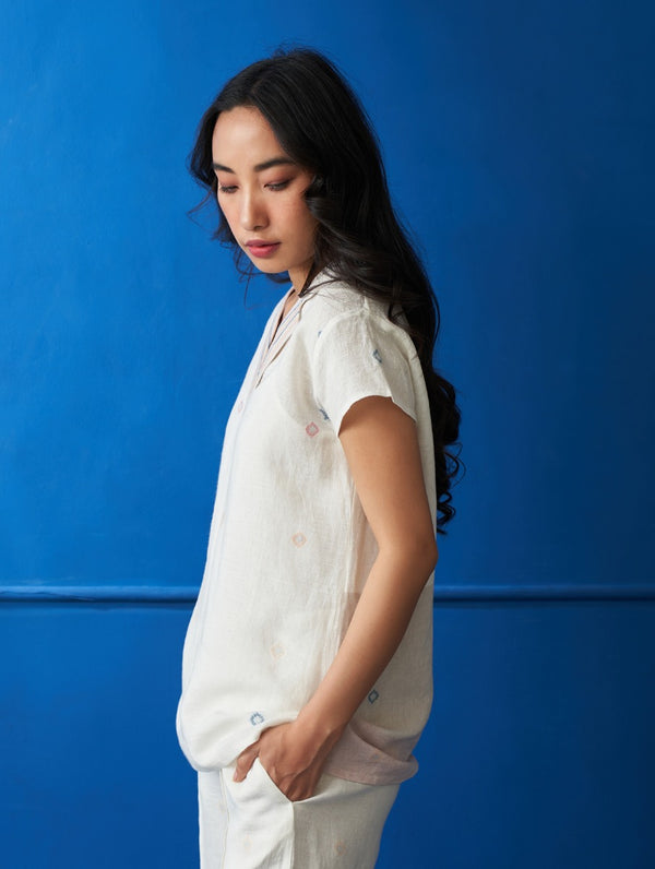Jae Jamdani Linen Top