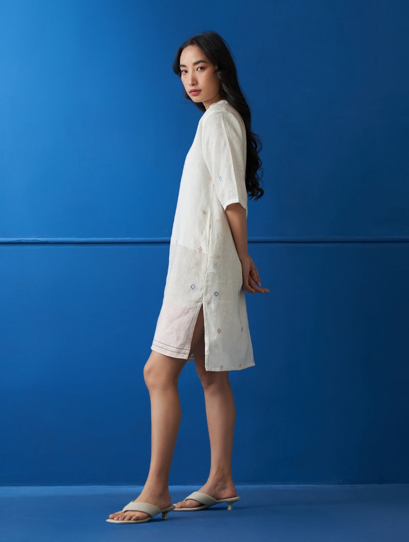 Luna Jamdani Linen Dress