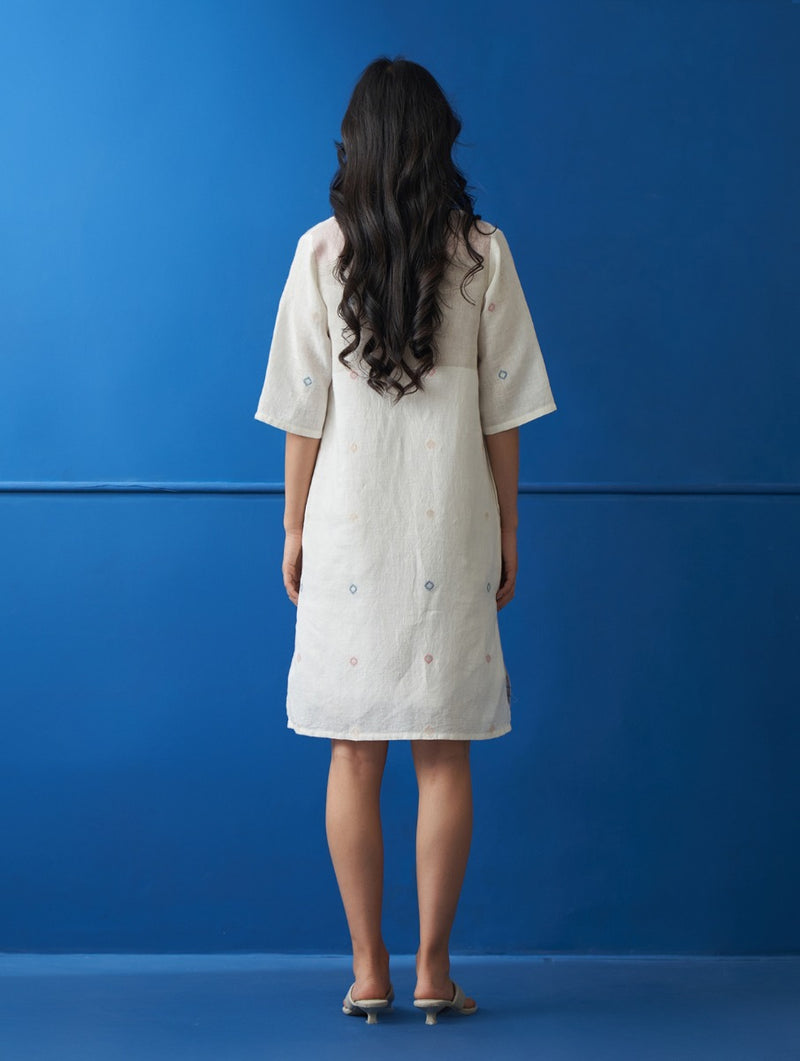 Luna Jamdani Linen Dress