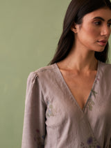 Mika Botanical Wrap Dress - Ash