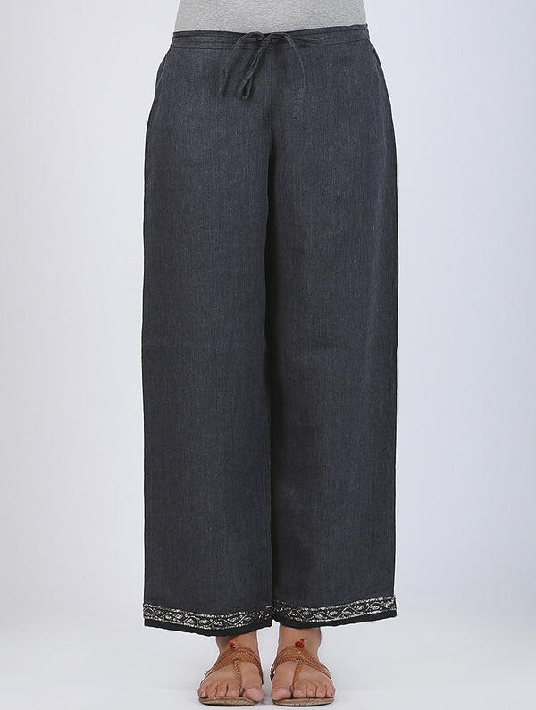 Anjika Hand-Embroidered Zardozi Classic Linen Pant