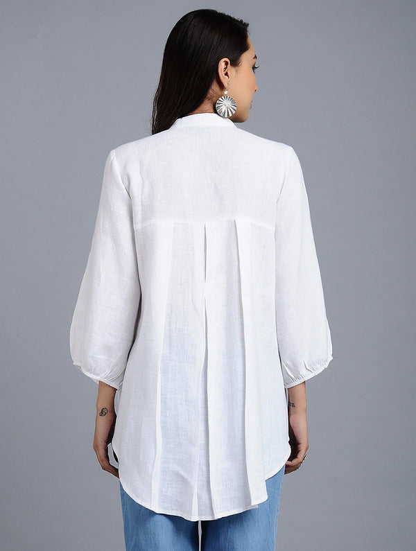 Lenora Classic Linen Shirt - White