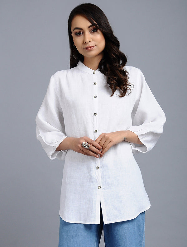 Lenora Classic Linen Shirt - White