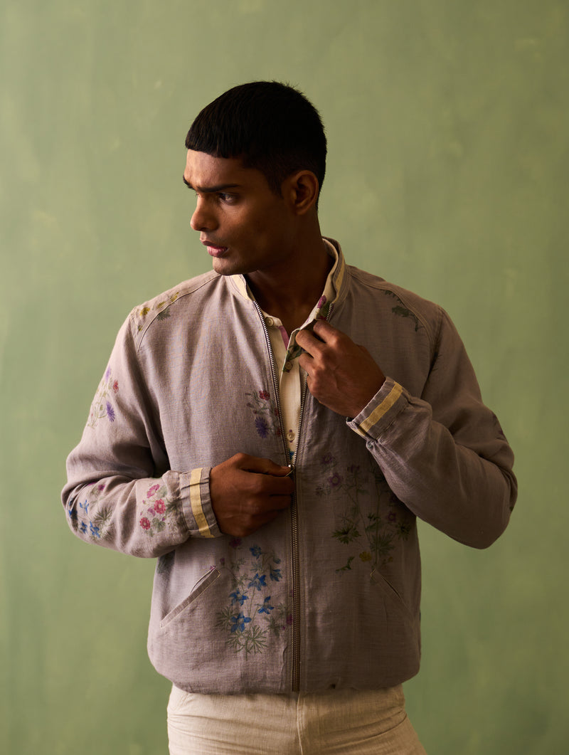 Wara Botanical Linen Jacket - Ash