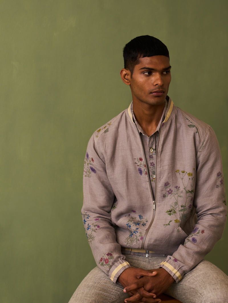 Wara Botanical Linen Jacket - Ash