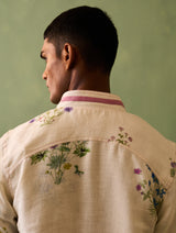 Wara Botanical Linen Jacket - Ivory